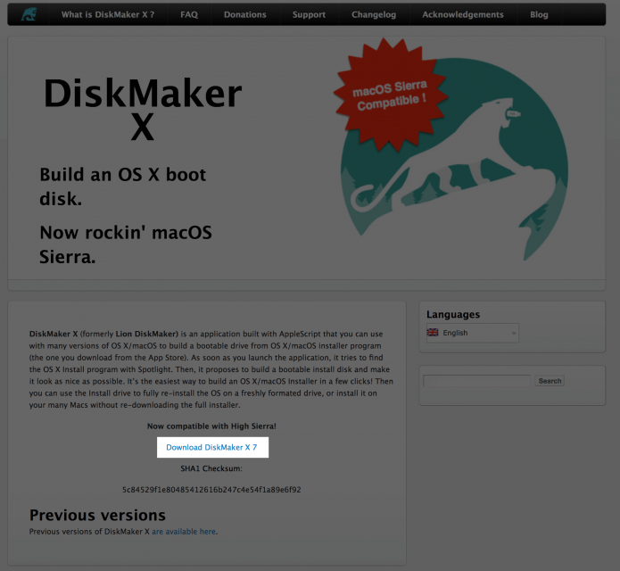 macOS High Sierra インストールディスク