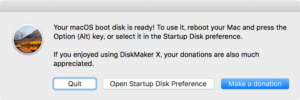 macOS High Sierra インストールディスク