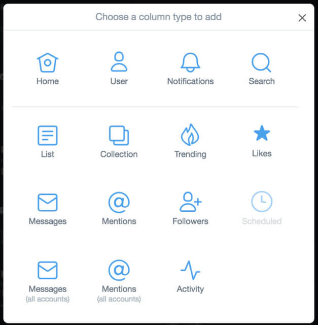 TweetDeck カラムの種類