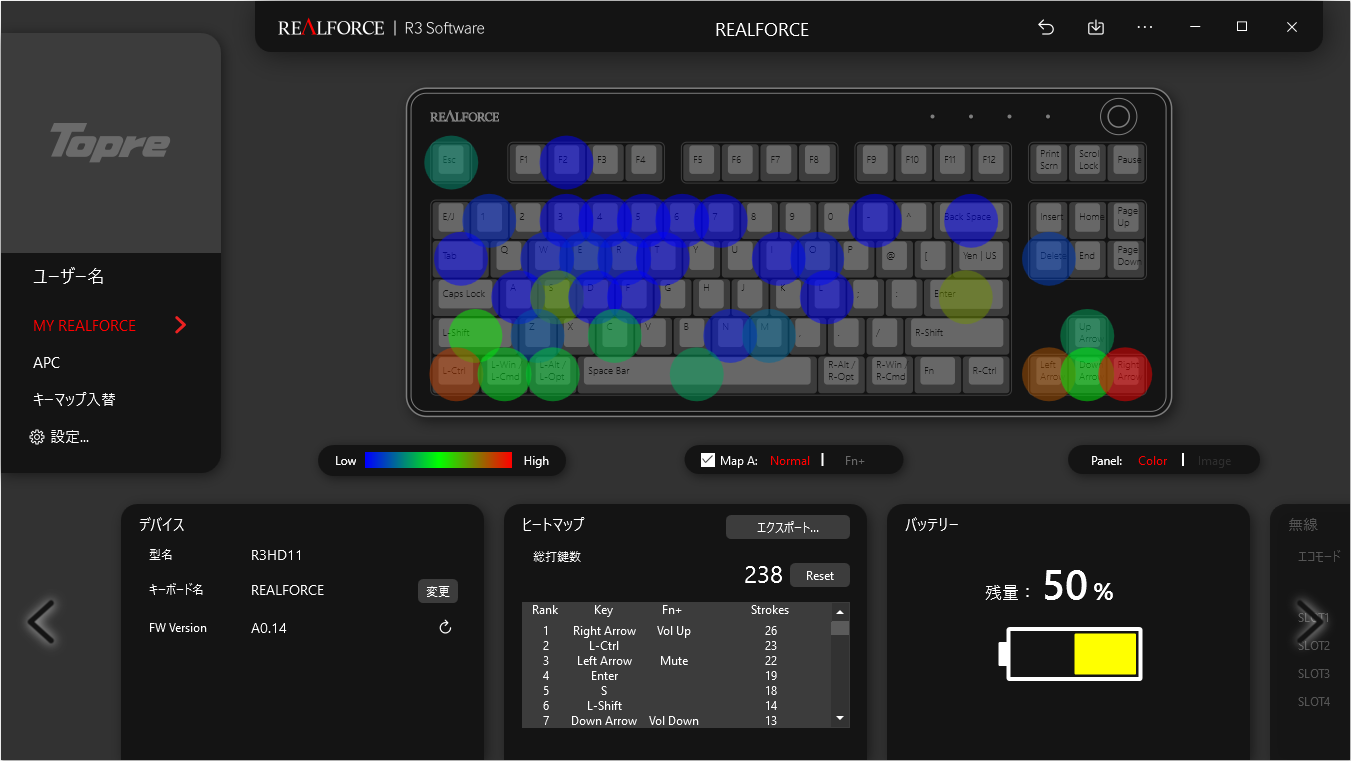 REALFORCE CONNECTのMY REALFORCEページ